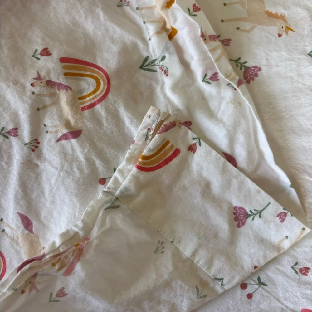 Pillowfort Unicorn and Rainbow Twin Flat Sheet Pink and Yellow